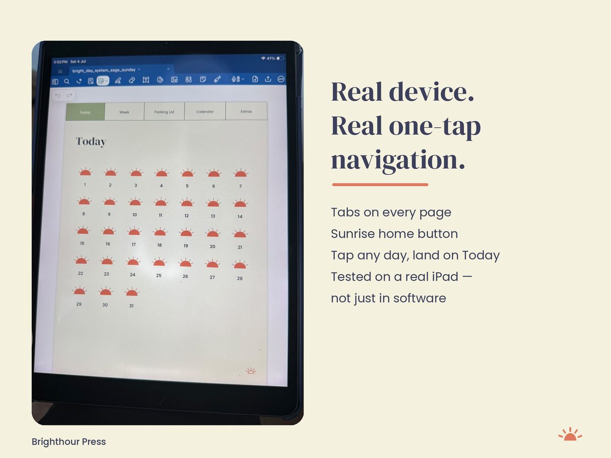 Bright Day System planner shown on an iPad