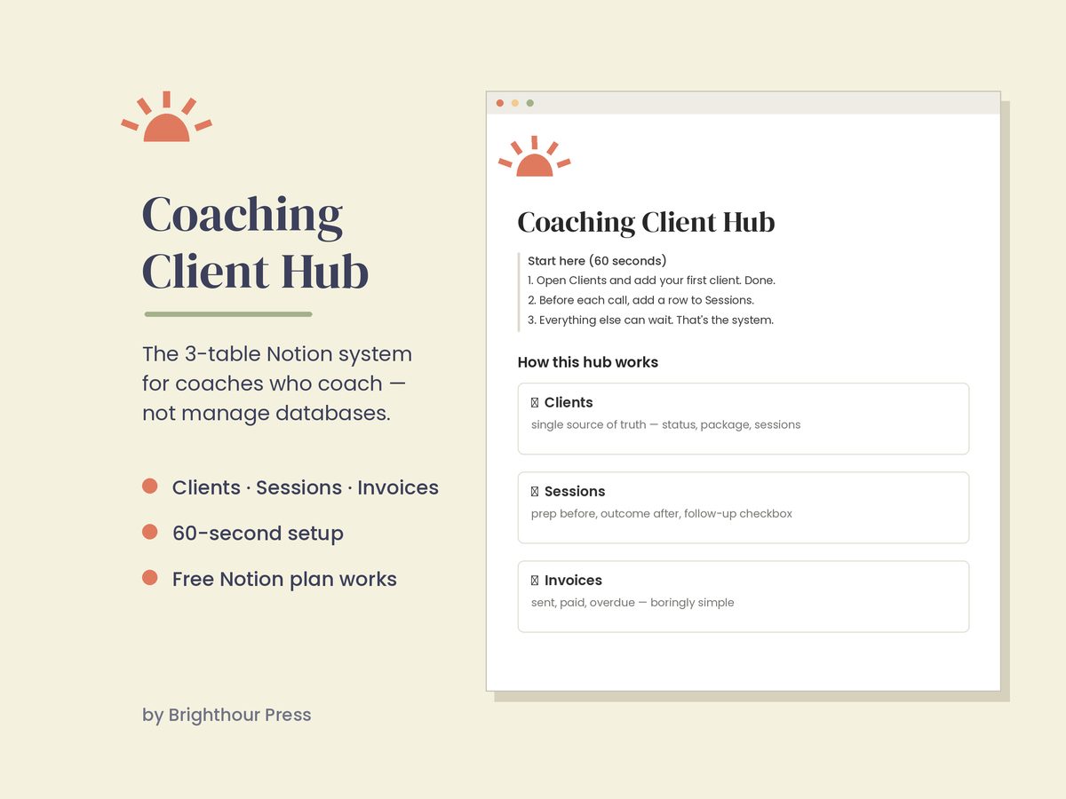 Coaching Client Hub Notion dashboard
